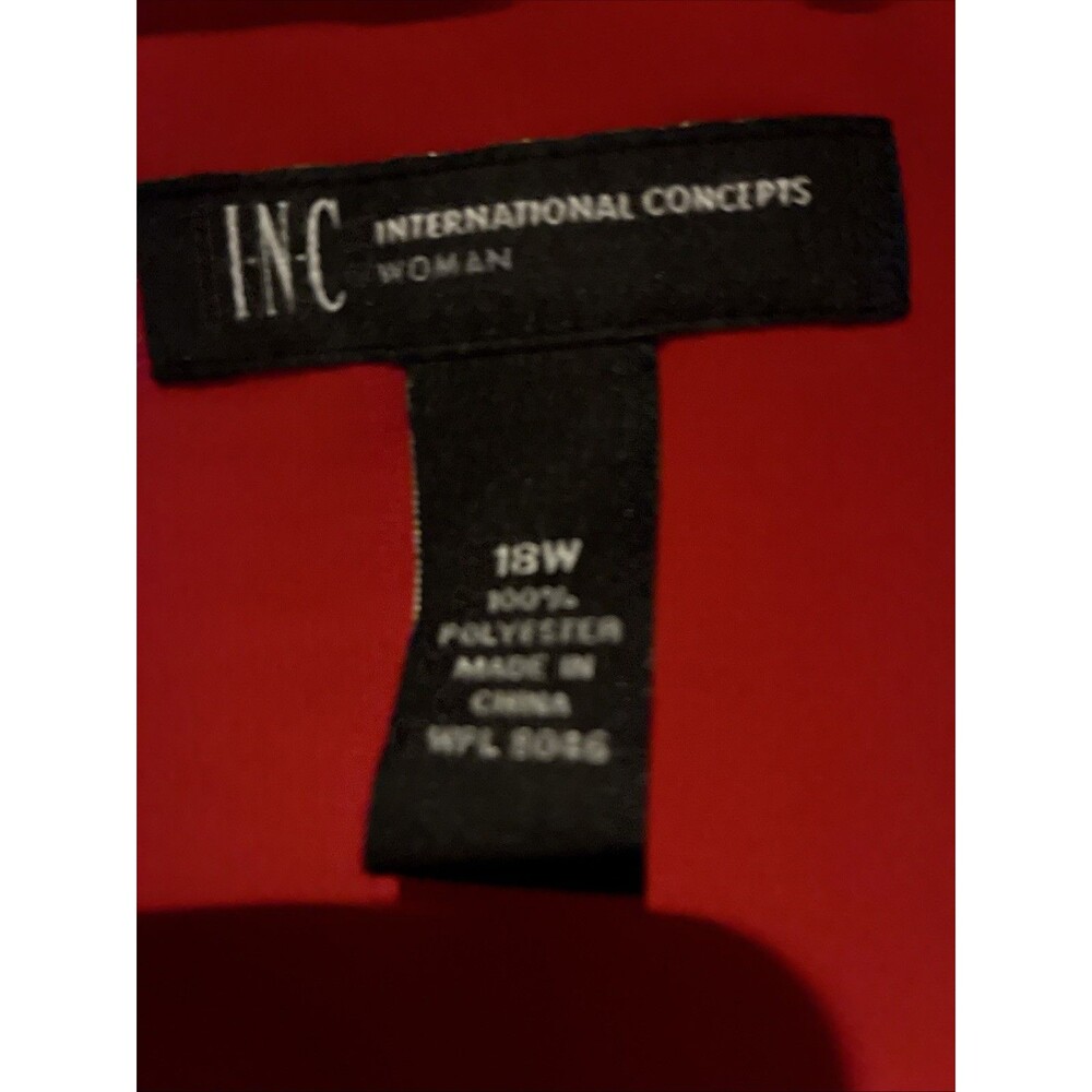 INC Red Wrap-Front High Low Blouse-long Sleeves-Red- 18W - Picture 6 of 9